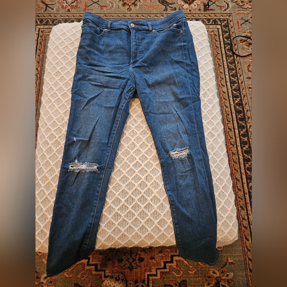 Express Skinny High Rise Blue Distressed Women's Jeans